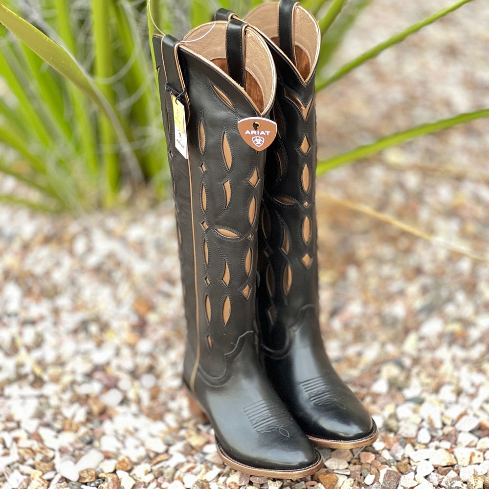 Ariat Black and Tan Over the Knee Boots